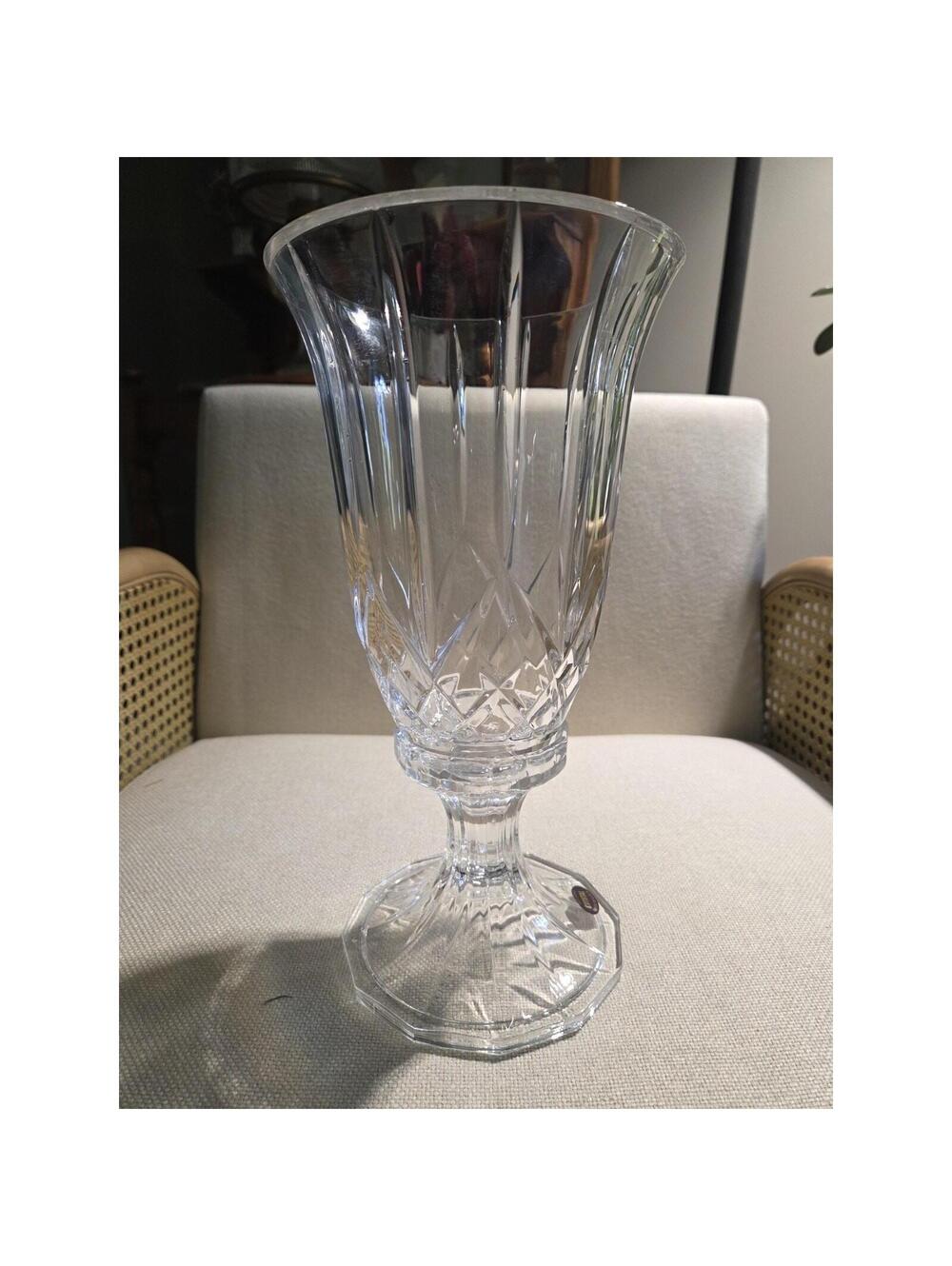 The American Crystal Collection 12" Crystal Hurricane Candle Holder Vase